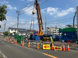 写真３　M2337-1高圧噴射攪拌状況